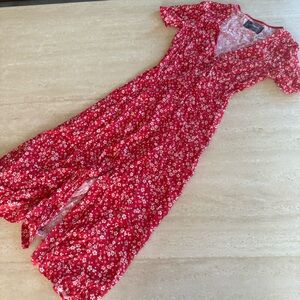 Reformation red and white floral midi button down dress size 0